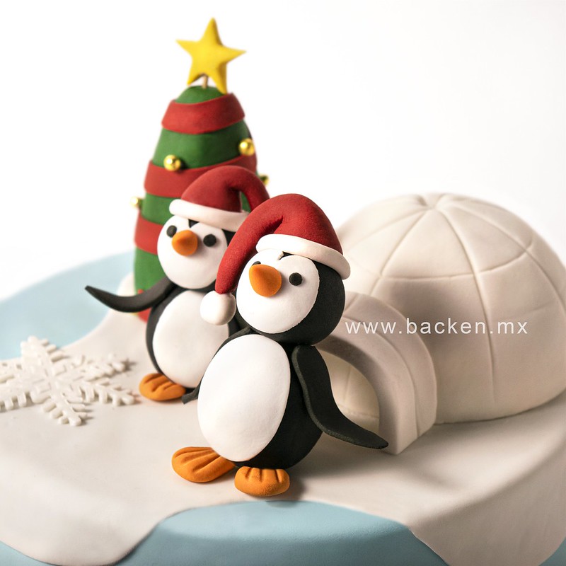 pastel de pinguinos navidad backen